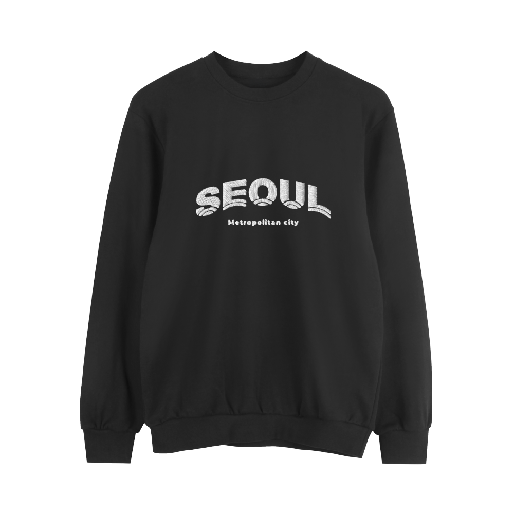 SEOUL 블랙 기모 맨투맨