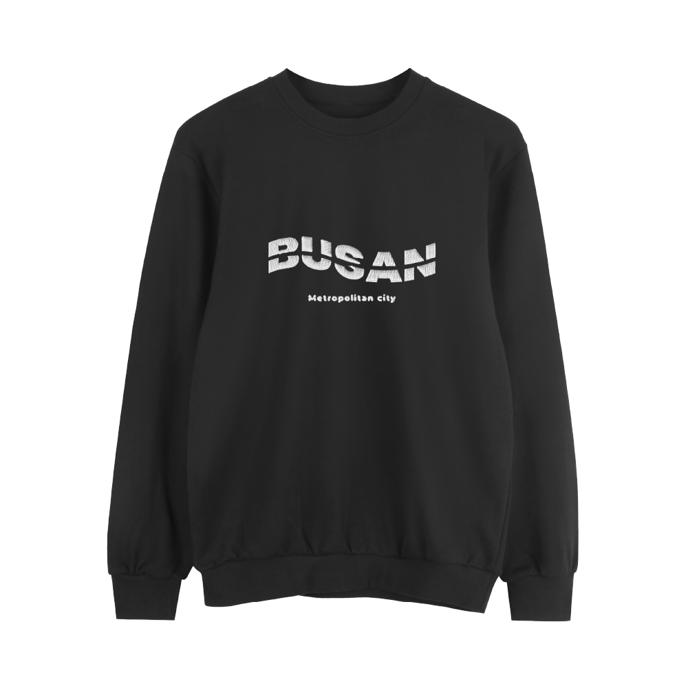 BUSAN 블랙 기모 맨투맨