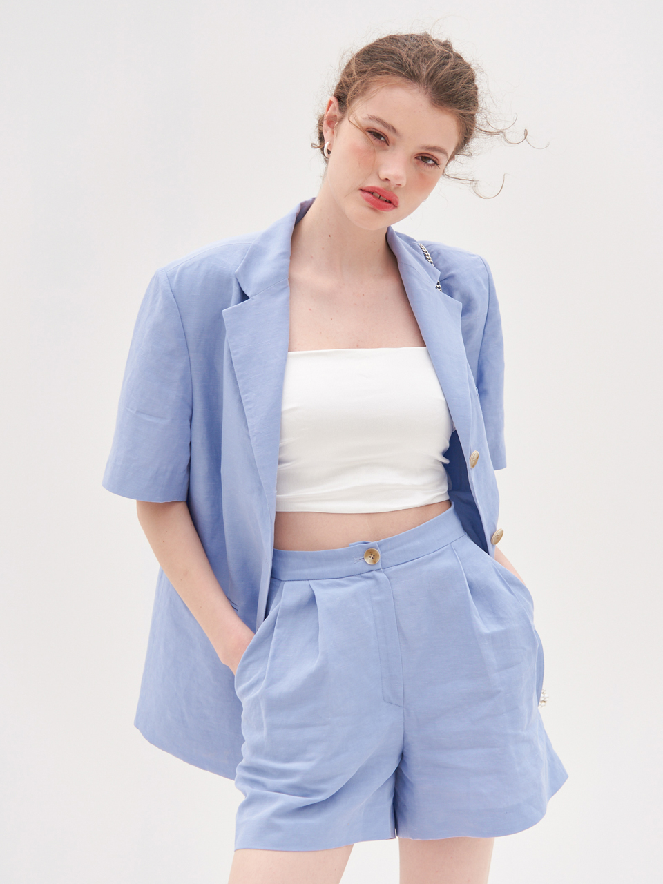 ANN TUCK DETAIL PANTS_PURPLE