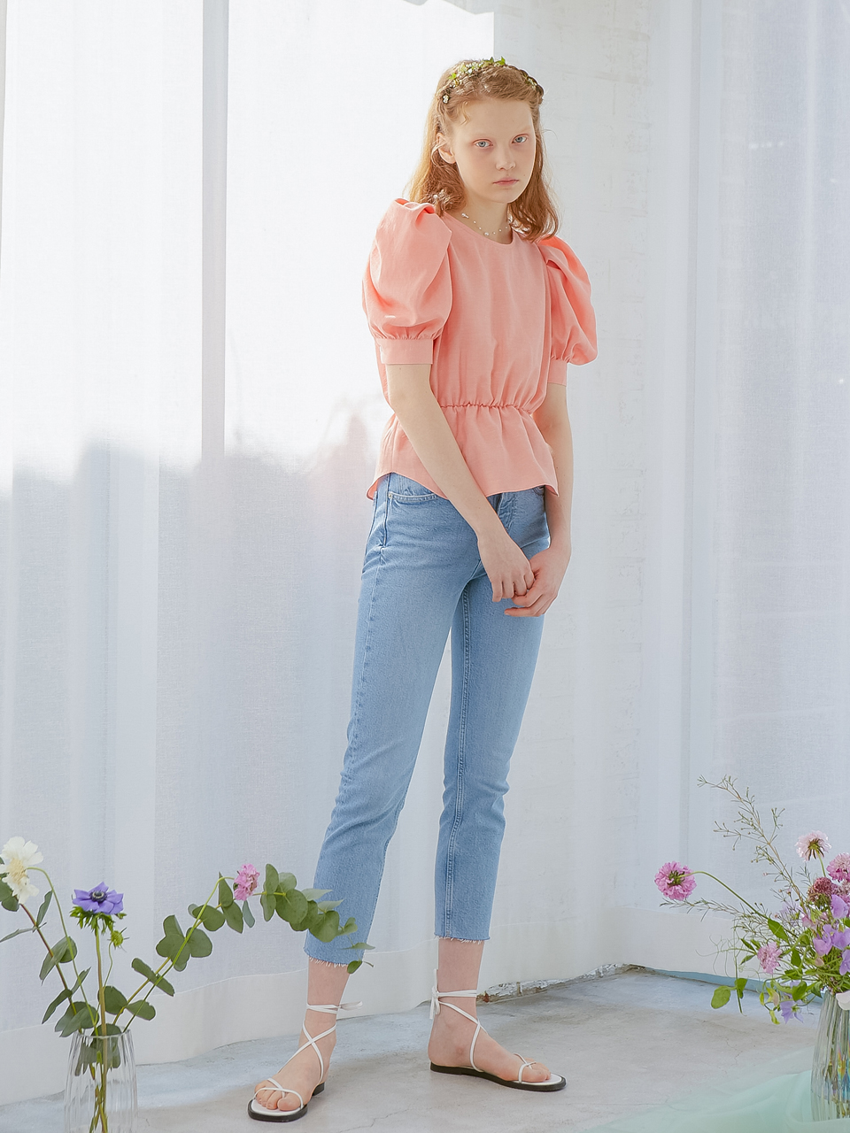 PUFF SLEEVES TIM BLOUSE_CORAL