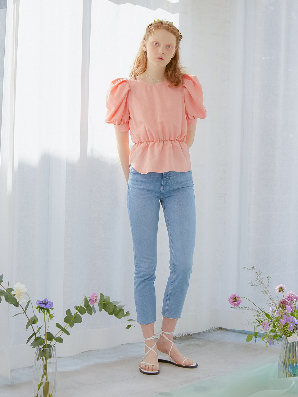 PUFF SLEEVES TIM BLOUSE_CORAL