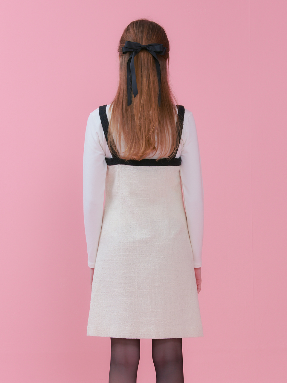 BUTTON POINT TWEED ONEPIECE_CREAM
