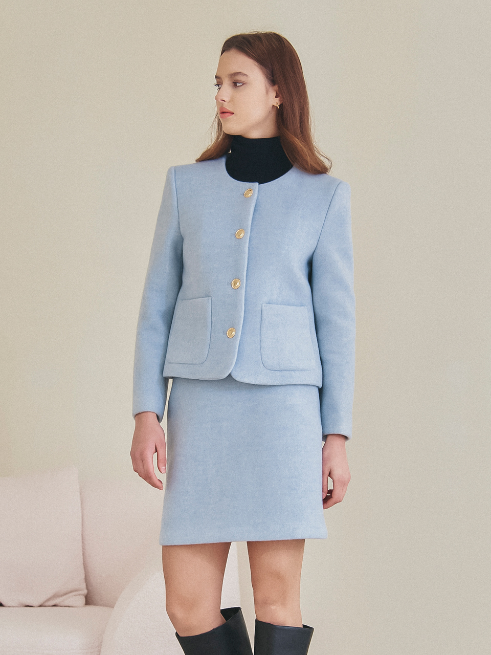 MARIE WOOL MINI SKIRT_SKY BLUE