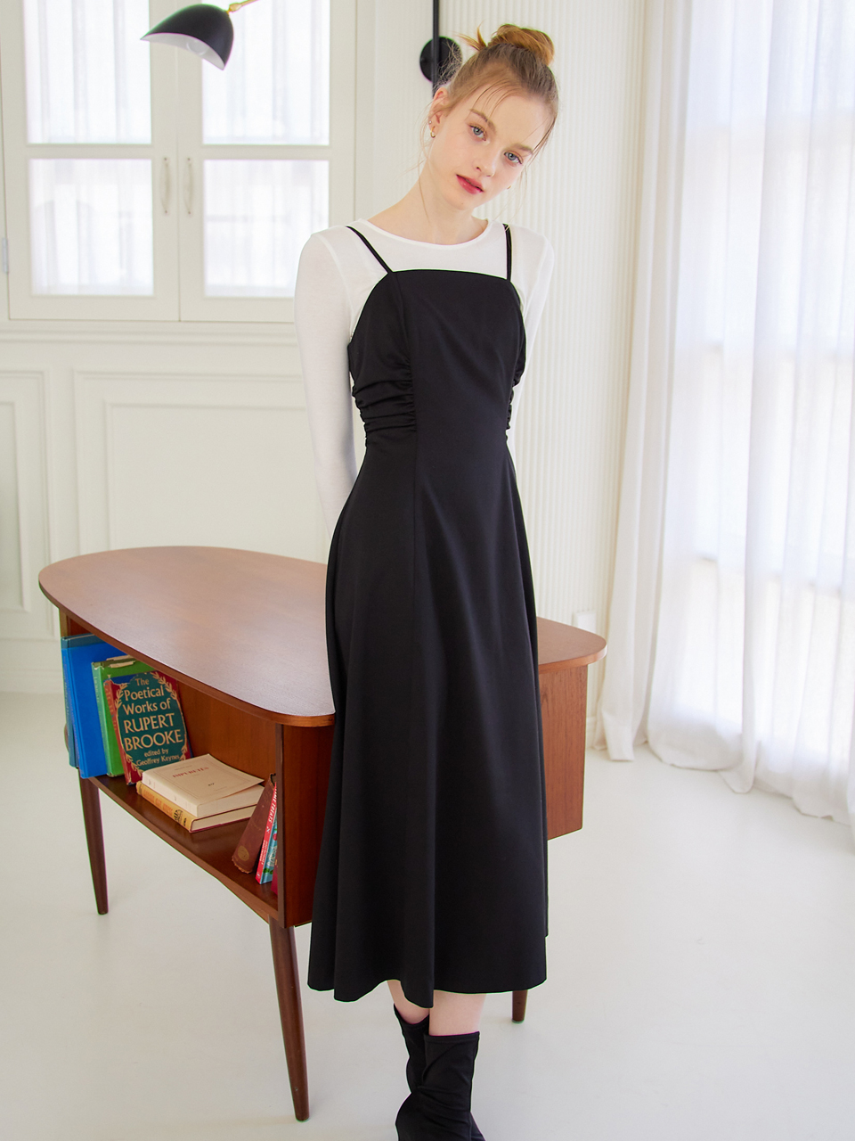 SHIRRING POINT BUSTIER ONEPIECE_BLACK