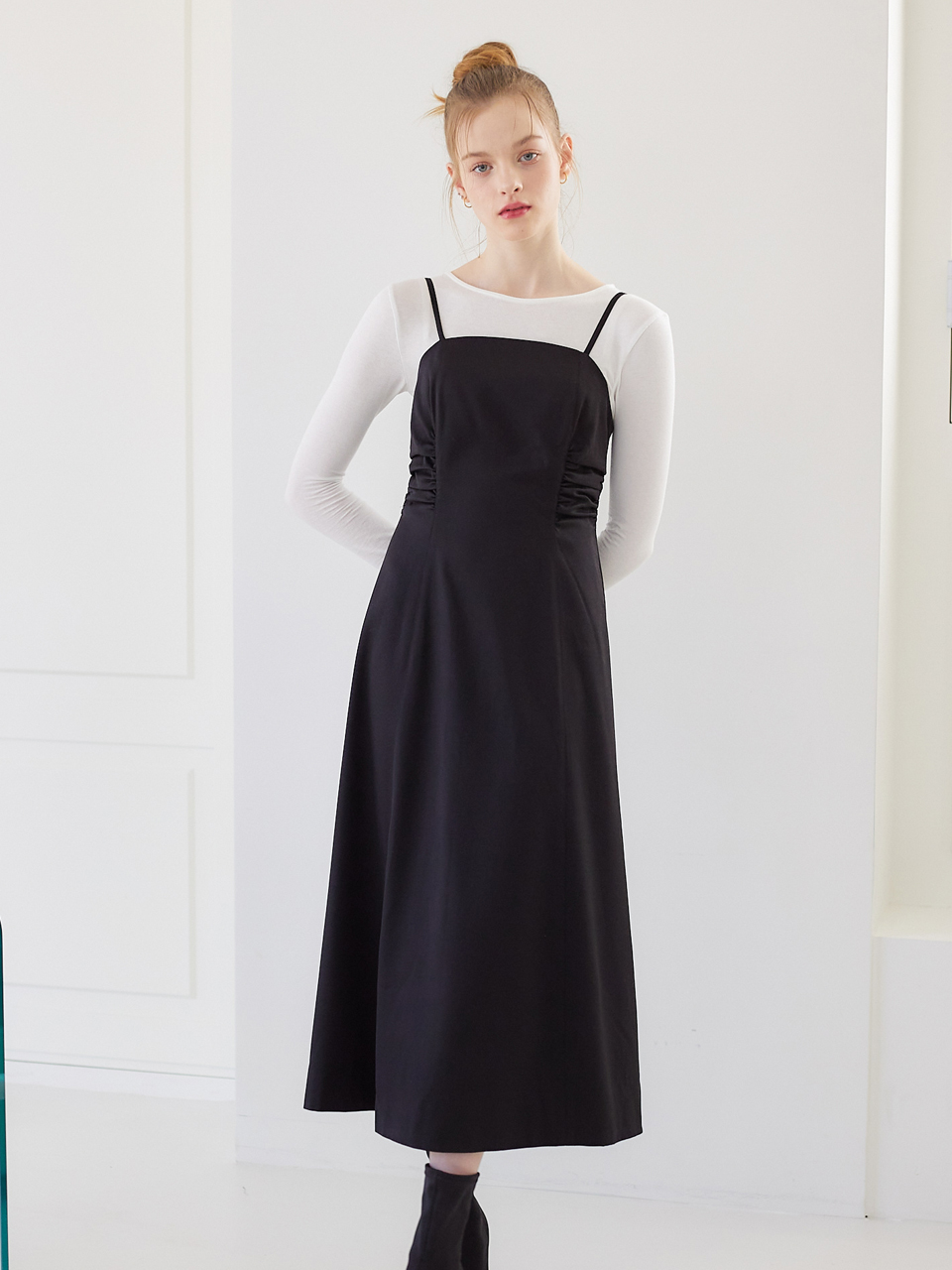 SHIRRING POINT BUSTIER ONEPIECE_BLACK