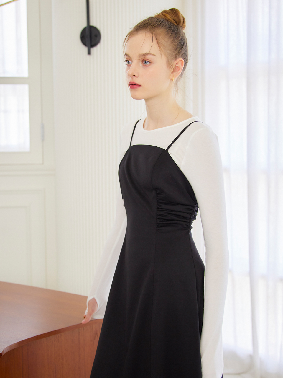 SHIRRING POINT BUSTIER ONEPIECE_BLACK