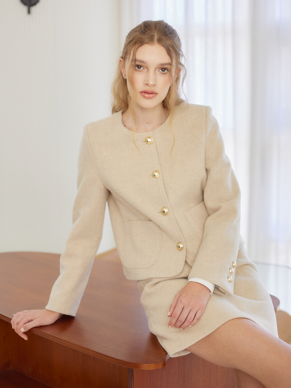 MARIE ROUND WOOL JACKET_OATMEAL