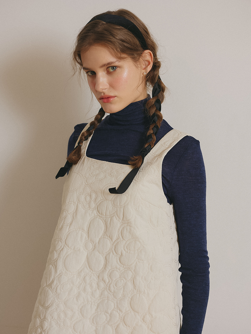 FLOWER QUILTING ONEPIECE_CREAM