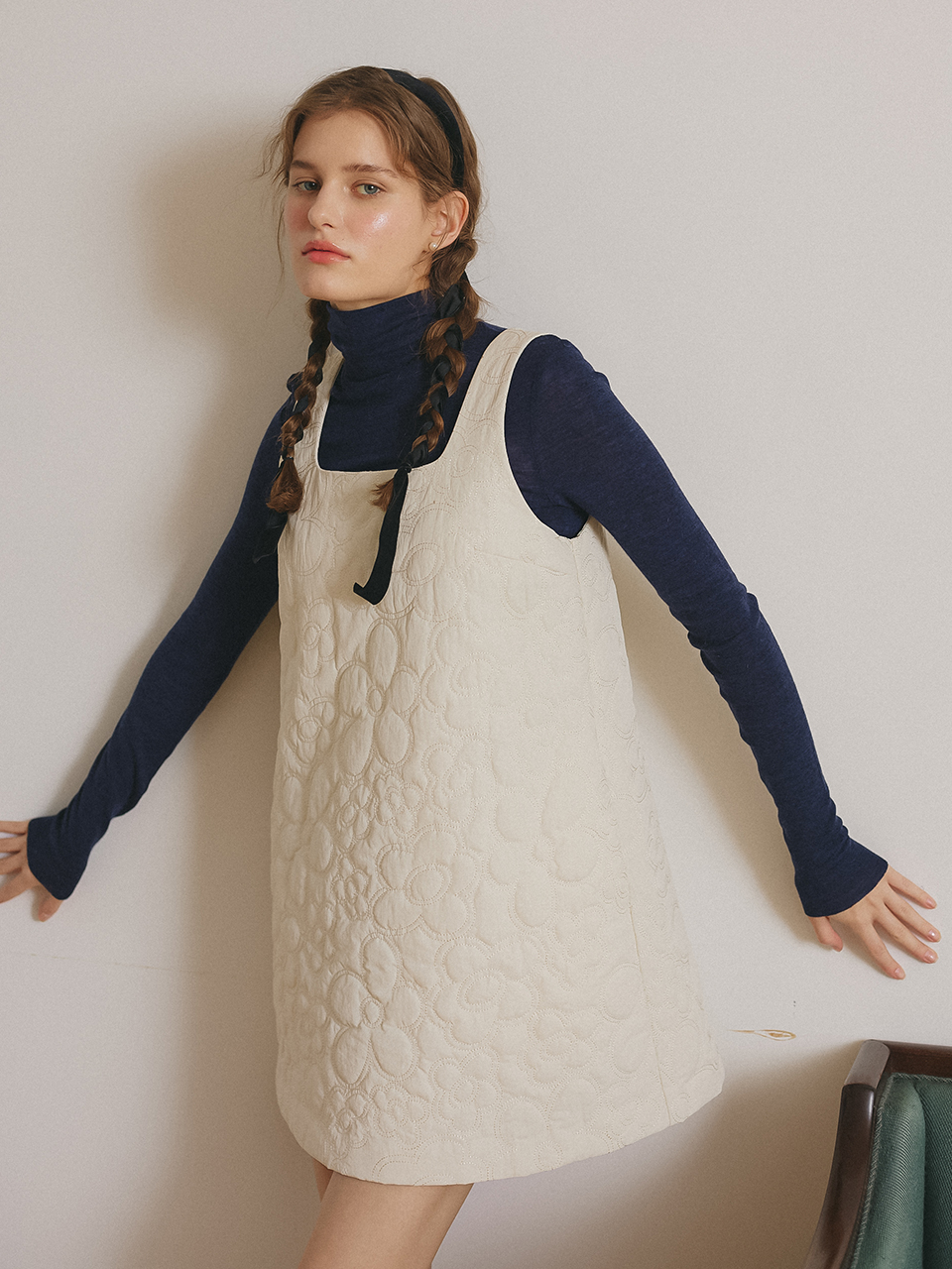 FLOWER QUILTING ONEPIECE_CREAM