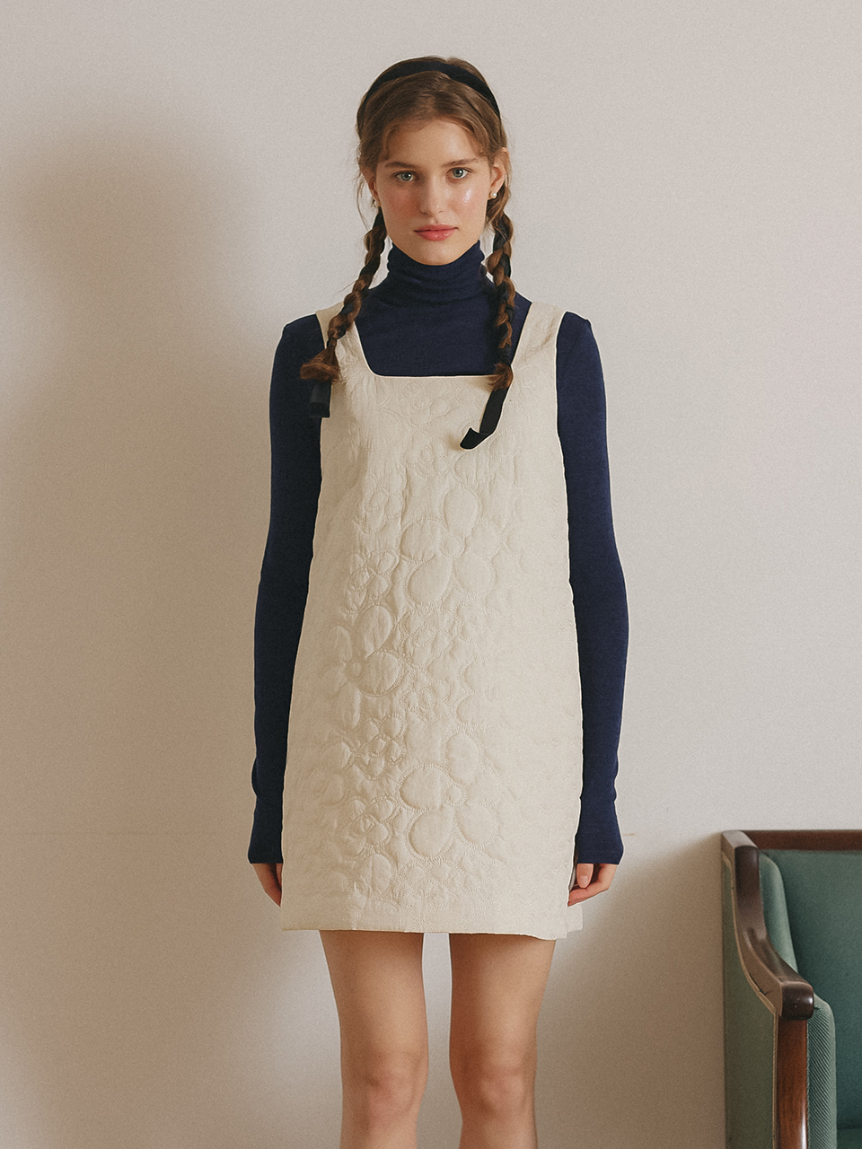 FLOWER QUILTING ONEPIECE_CREAM