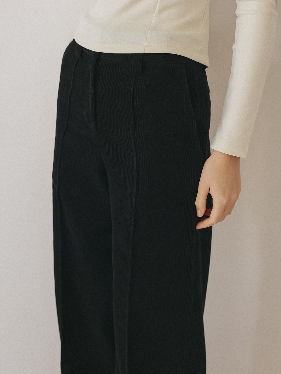 CORDUROY WIDE PANTS_BLACK