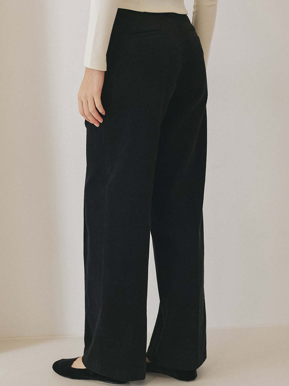 CORDUROY WIDE PANTS_BLACK