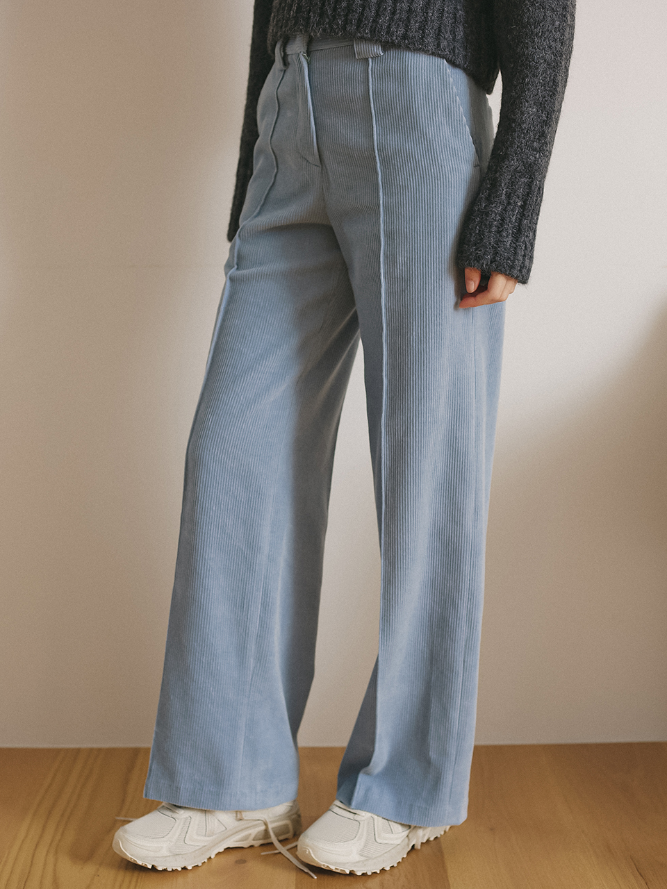 CORDUROY WIDE PANTS_SKY BLUE