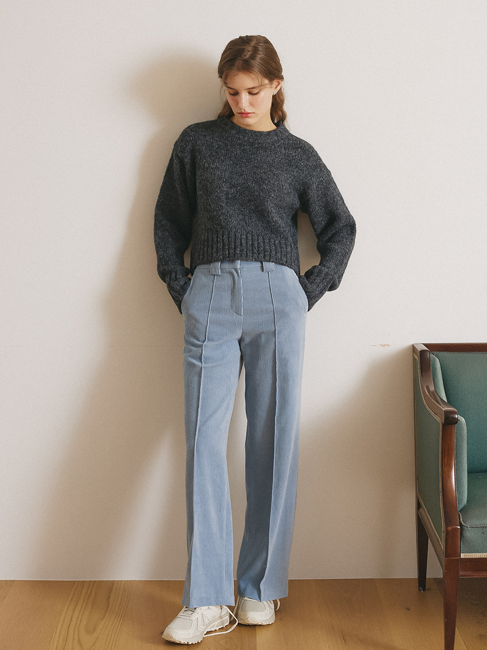 CORDUROY WIDE PANTS_SKY BLUE