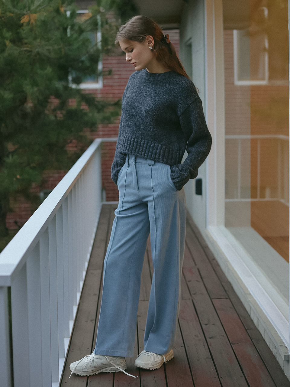 CORDUROY WIDE PANTS_SKY BLUE