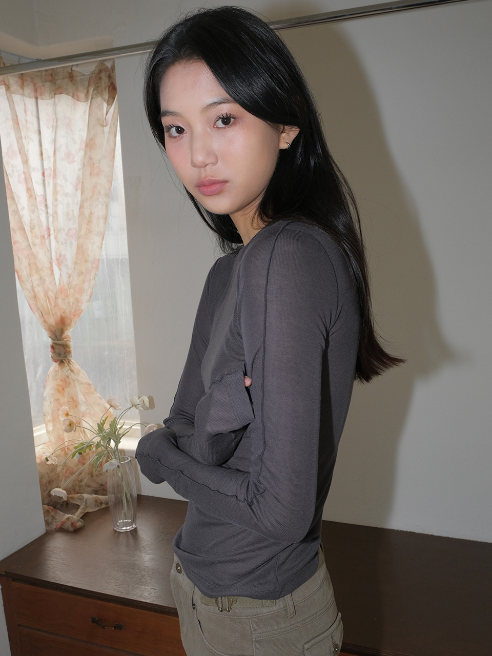 TENCEL LINE T-SHIRT_CHARCOAL