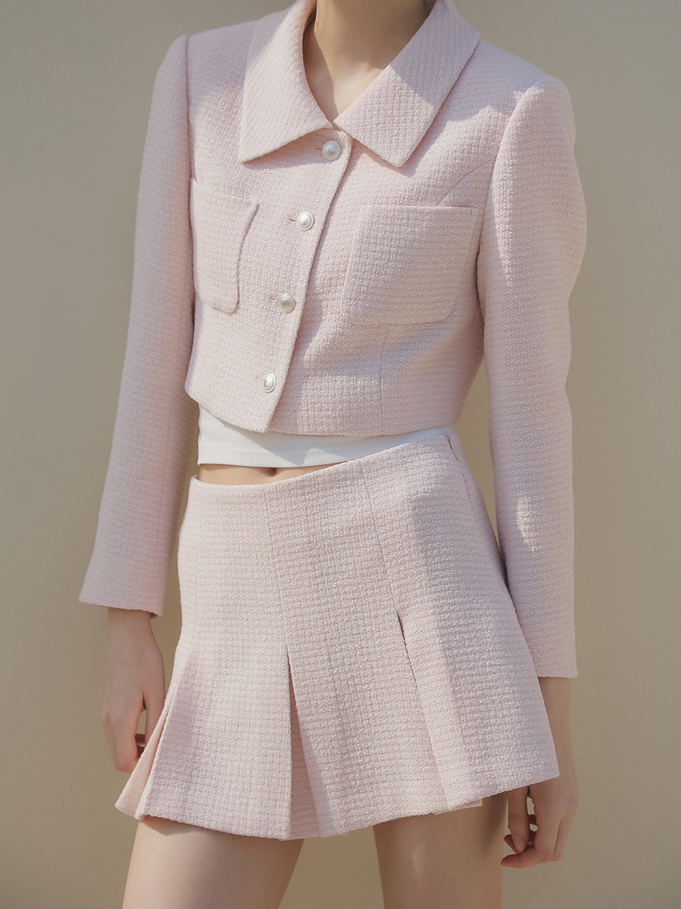 TWEED MINI SKIRTPANTS_PINK