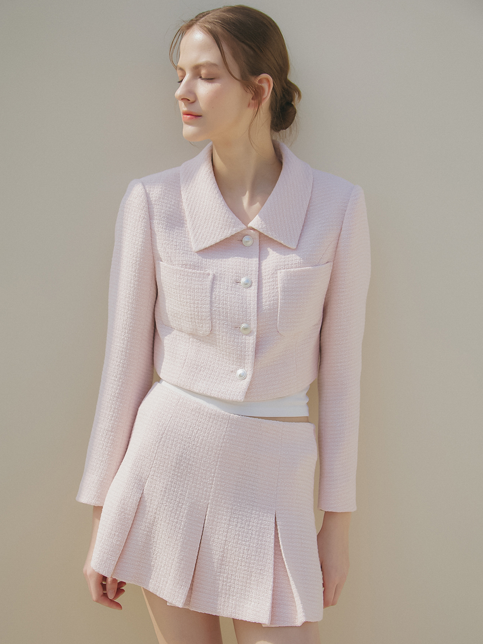 TWEED MINI SKIRTPANTS_PINK