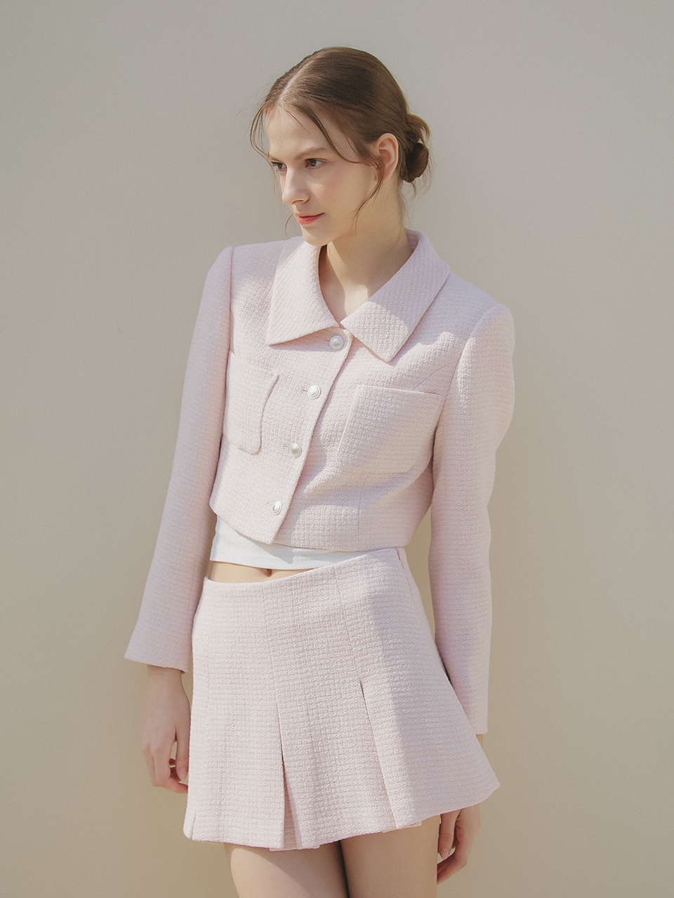 TWEED MINI SKIRTPANTS_PINK