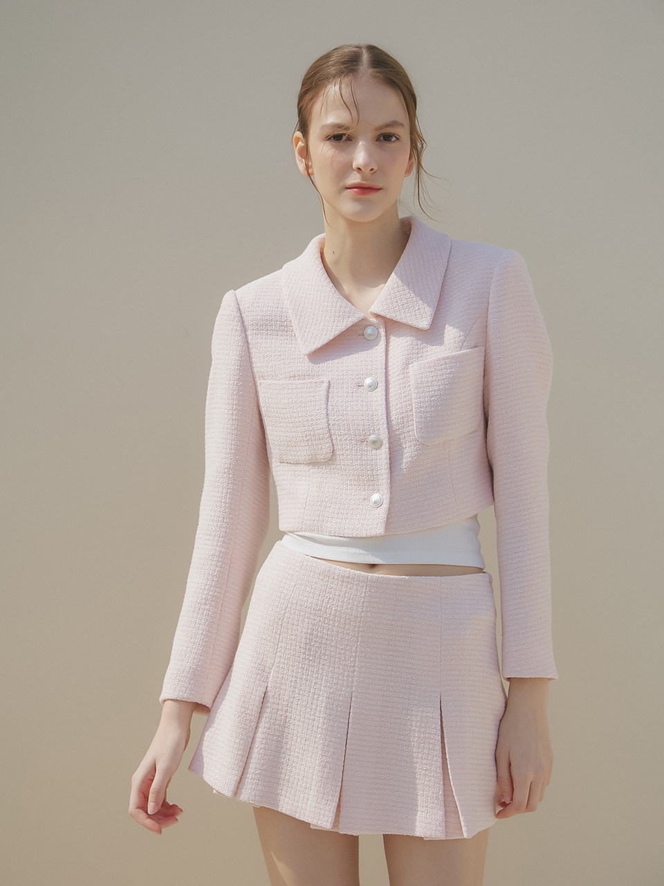 TWEED MINI SKIRTPANTS_PINK