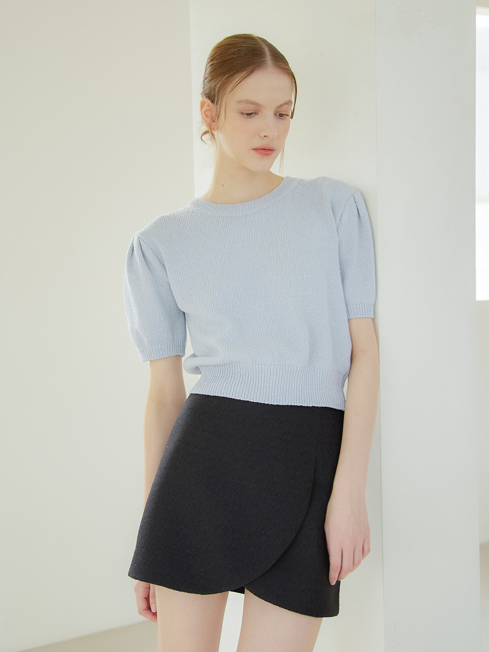 TWEED WRAP MINI SKIRT_2COLOR