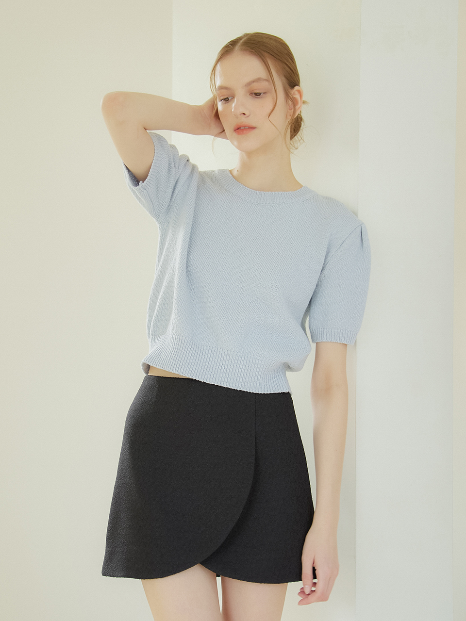 TWEED WRAP MINI SKIRT_2COLOR