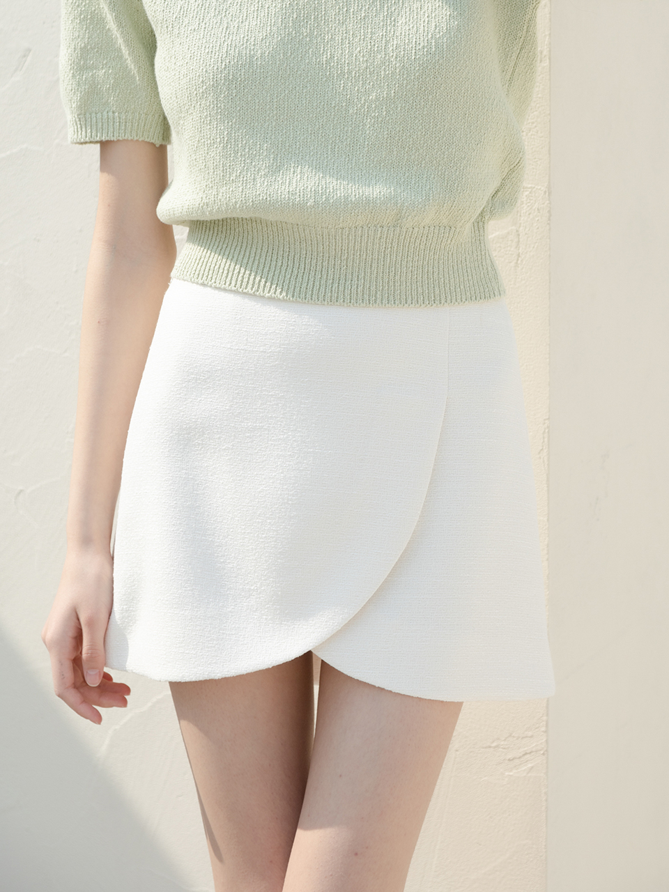 TWEED WRAP MINI SKIRT_2COLOR