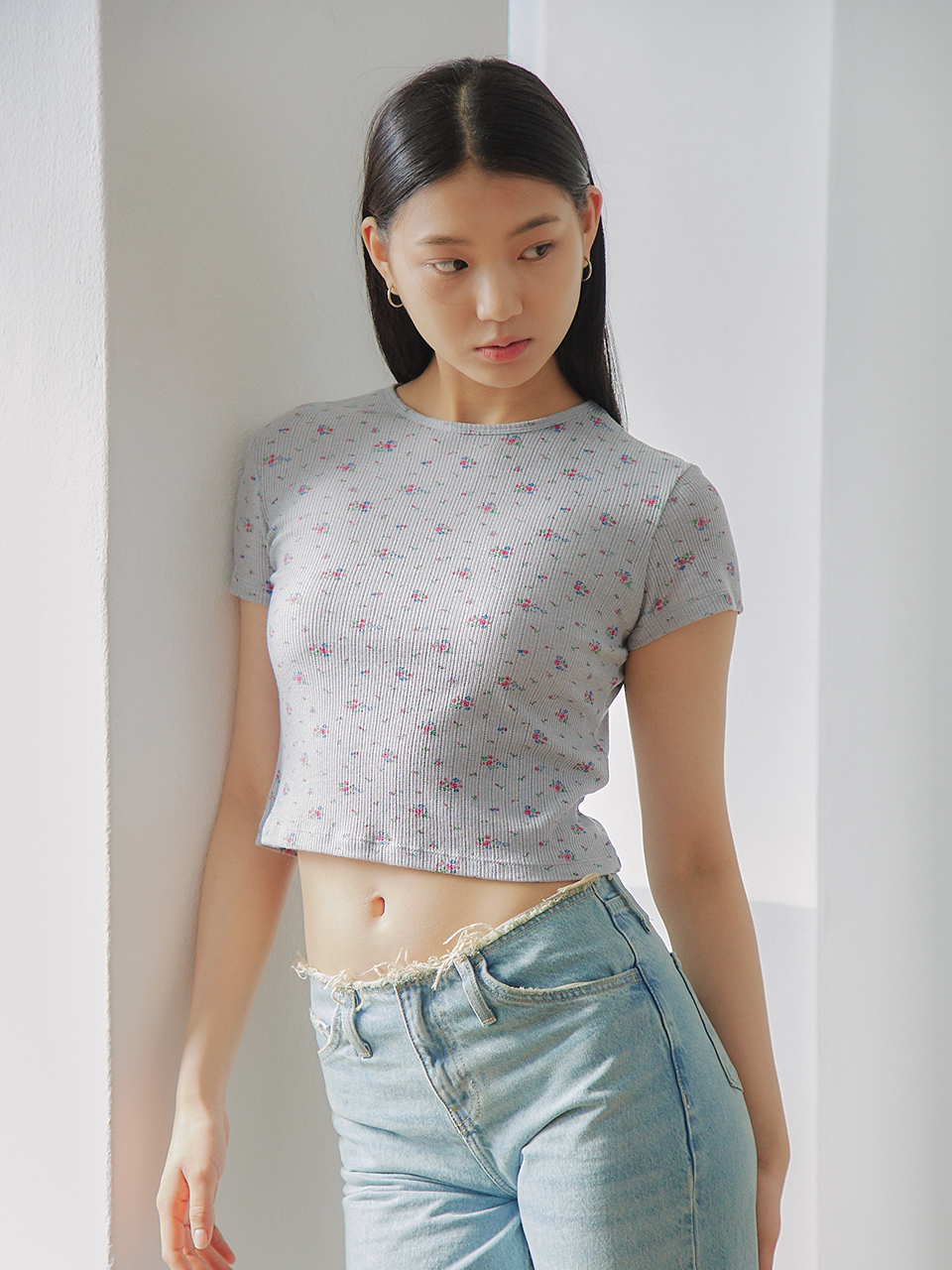 FLOWER HALF SLEEVES T-SHIRT_2COLOR