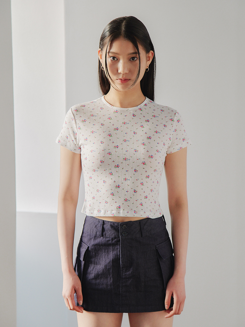 FLOWER HALF SLEEVES T-SHIRT_2COLOR