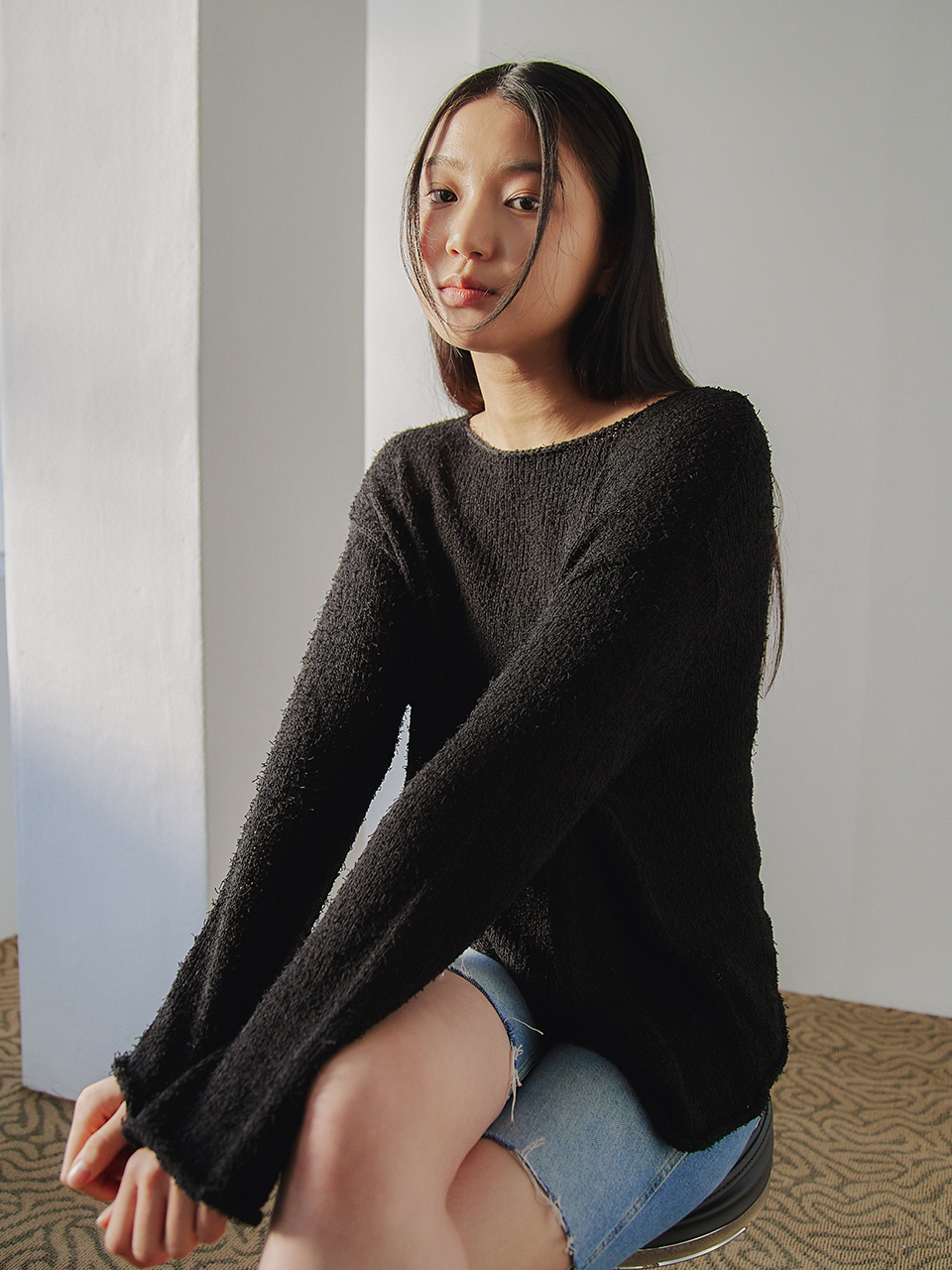 HAIRY LONG SLEEVES KNIT_4COLOR
