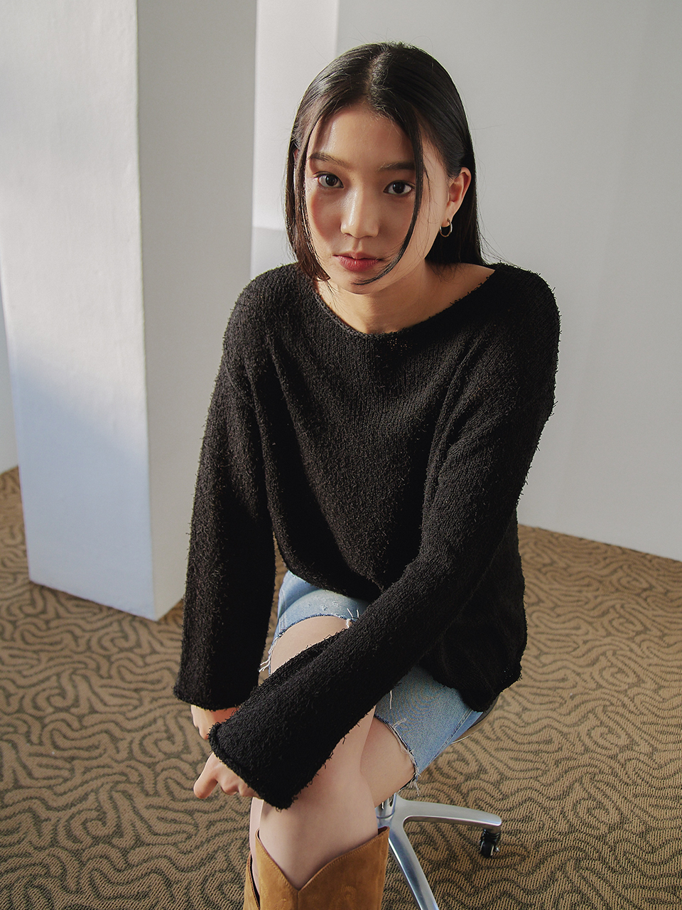 HAIRY LONG SLEEVES KNIT_4COLOR