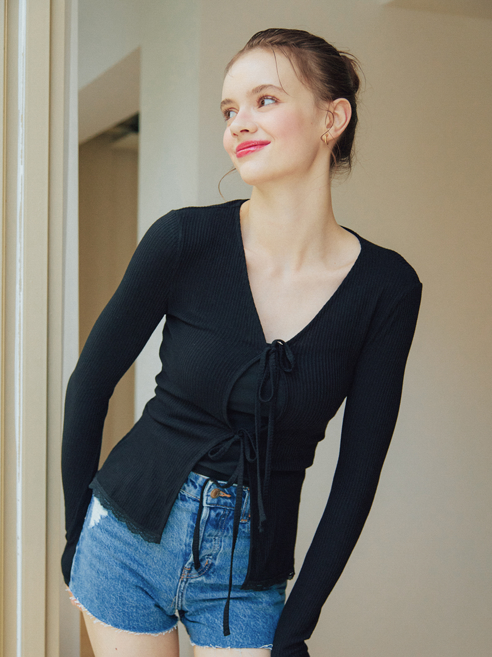LACE TRIMMING CARDIGAN_2COLOR