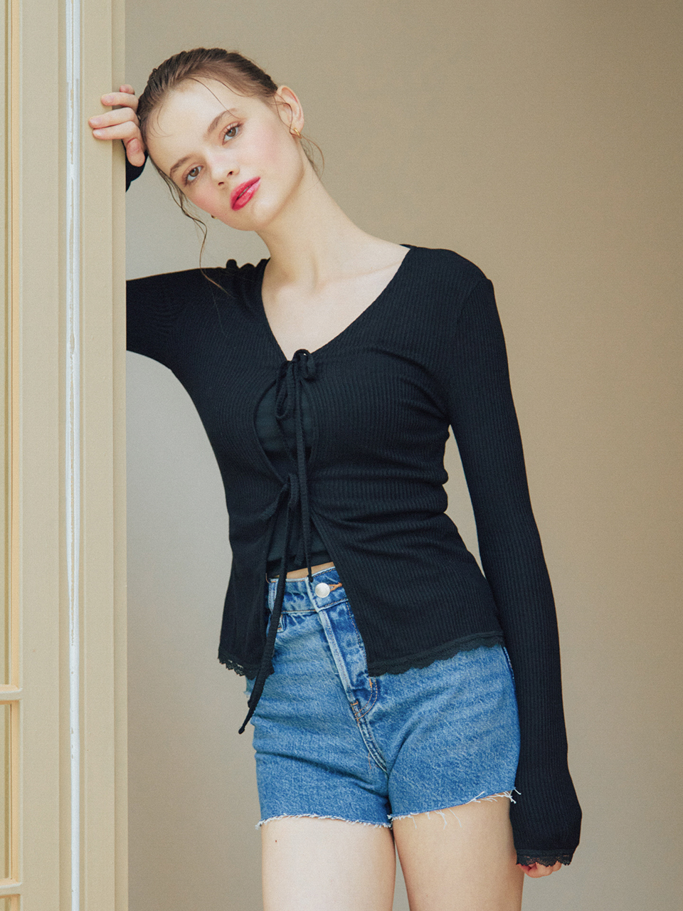 LACE TRIMMING CARDIGAN_2COLOR
