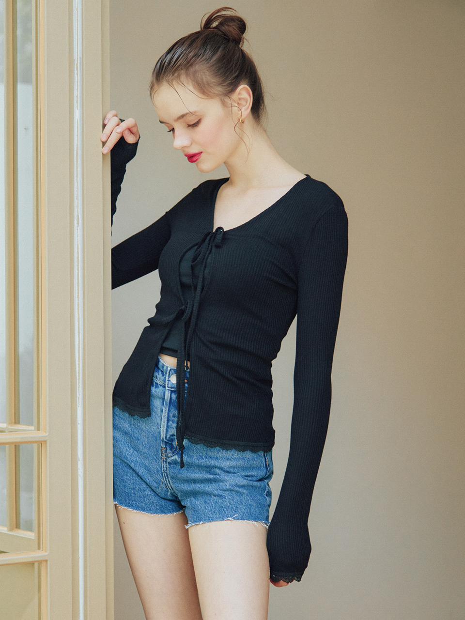 LACE TRIMMING CARDIGAN_2COLOR
