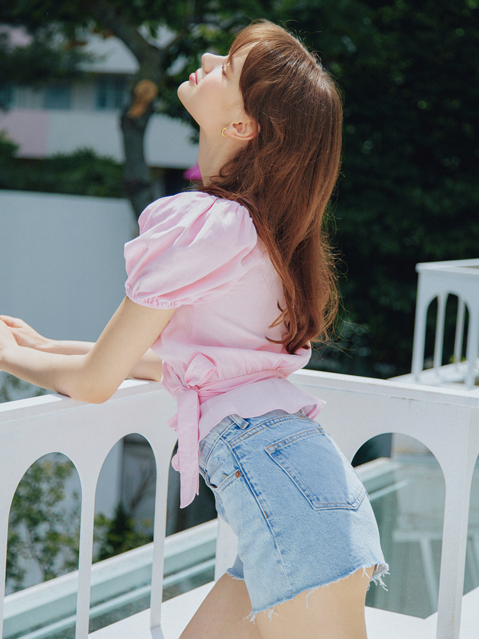 (REFURB) 70% WRAP DETAIL HALF SLEEVES BLOUSE_PINK