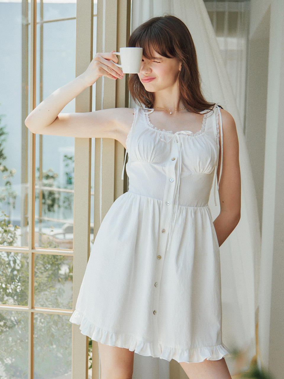 JENNY LACE DETAIL MINI DRESS_IVORY