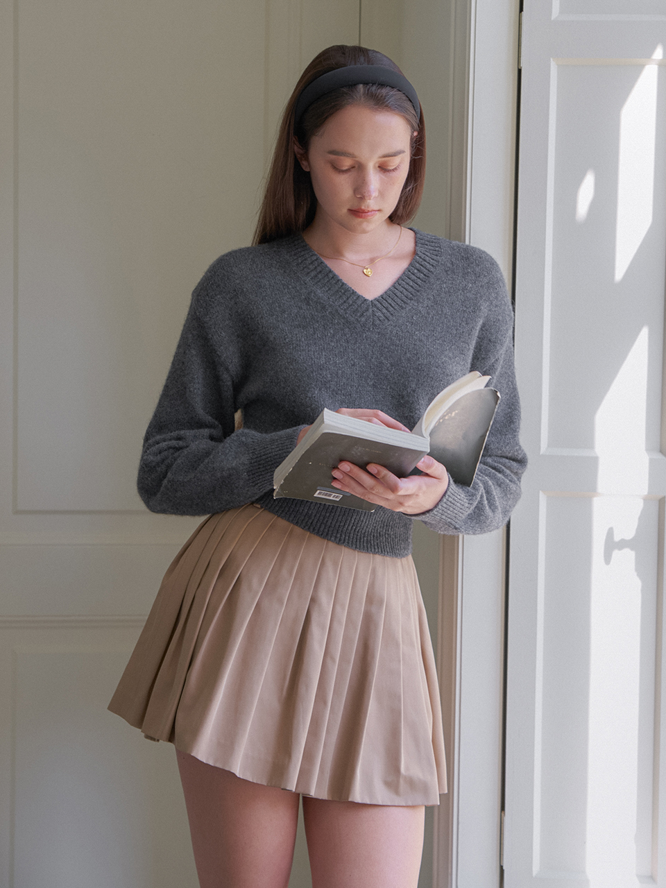 MINI PLEATS SKIRT_BEIGE