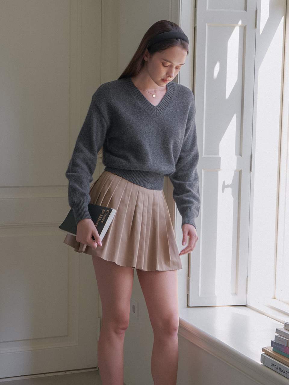 MINI PLEATS SKIRT_BEIGE