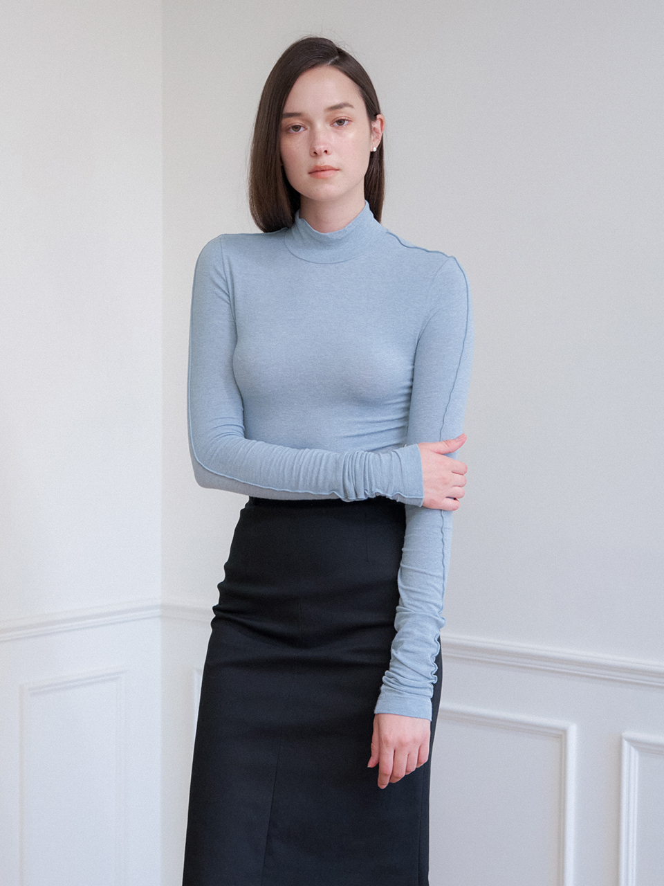 BASIC HALF TURTLE NECK TOP_5COLOR