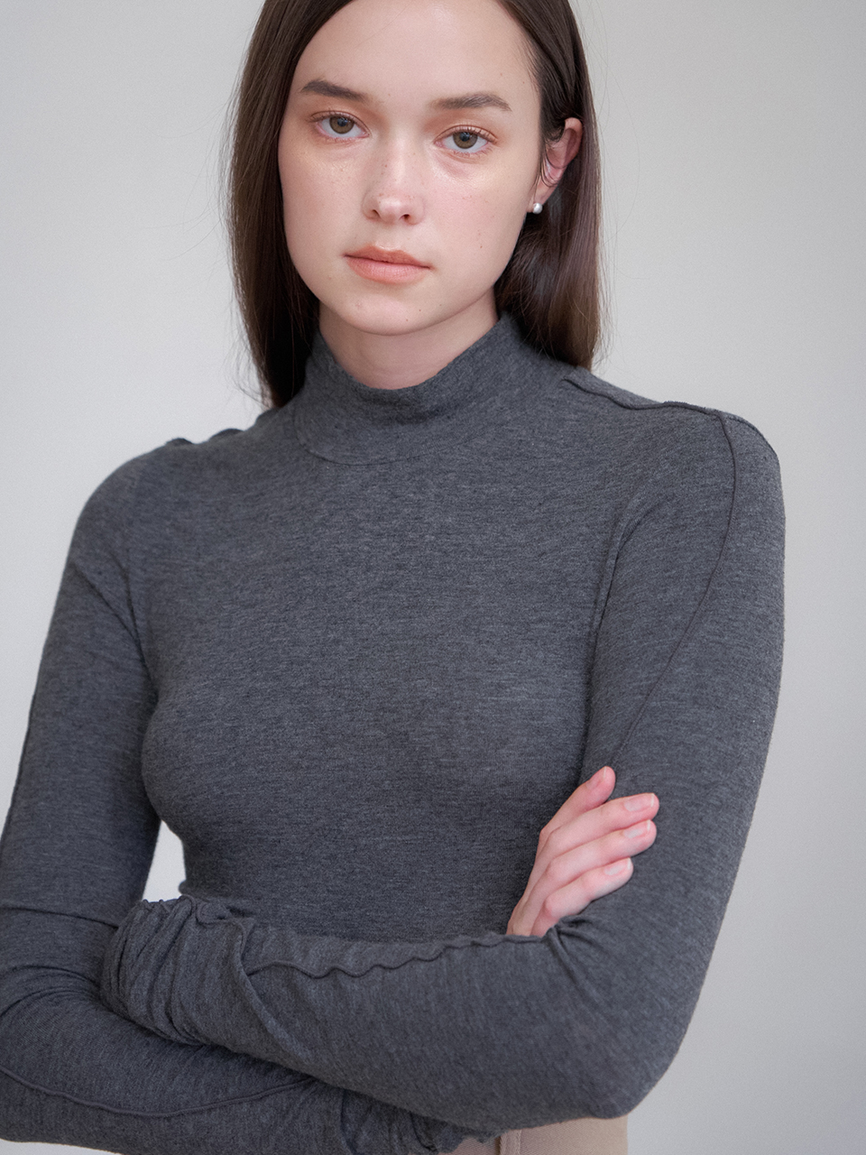 BASIC HALF TURTLE NECK TOP_5COLOR