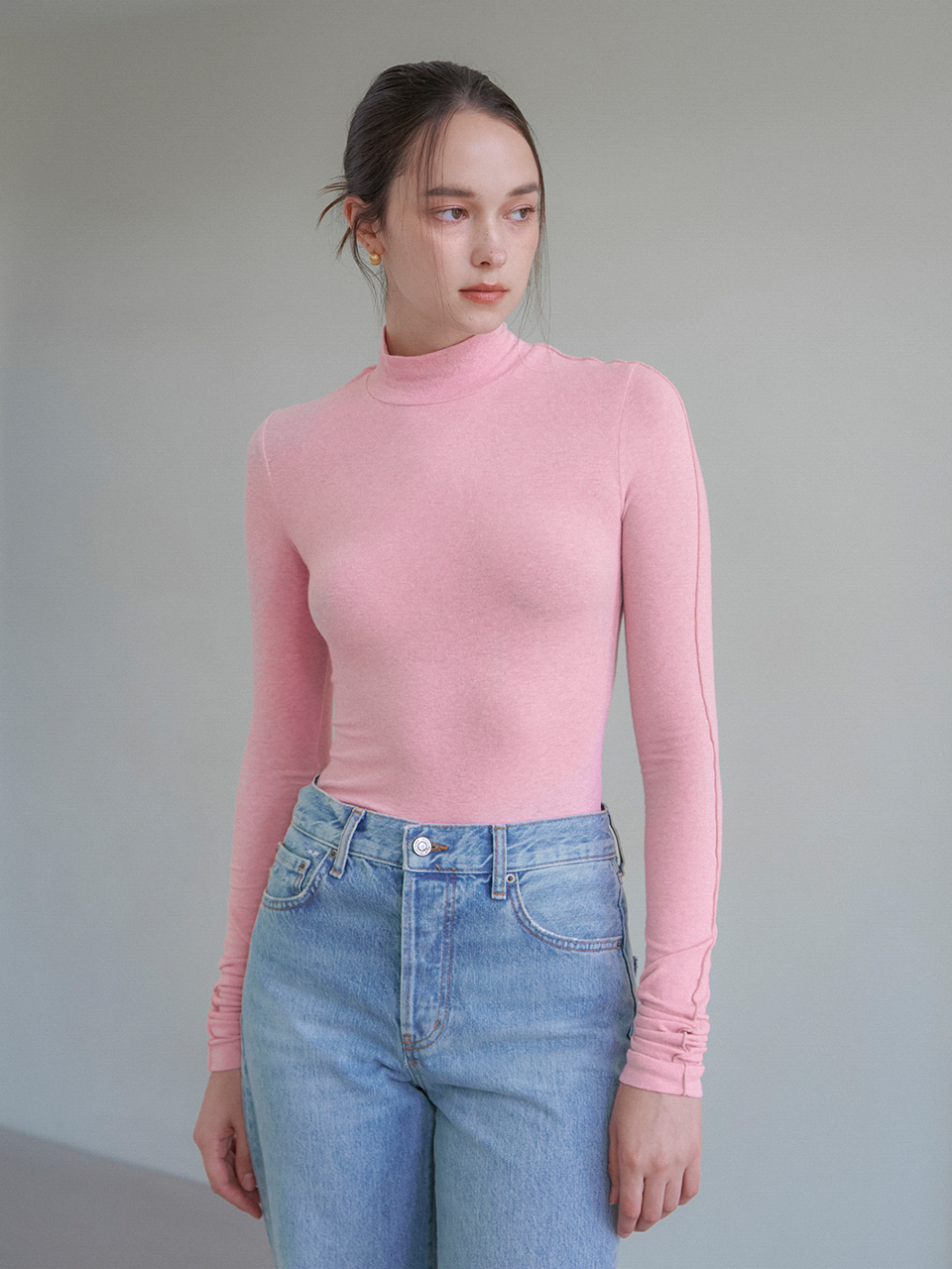BASIC HALF TURTLE NECK TOP_5COLOR