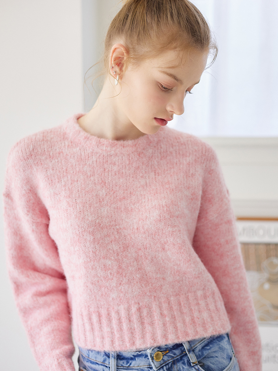 ROUND NECK CROP KNIT_4COLOR