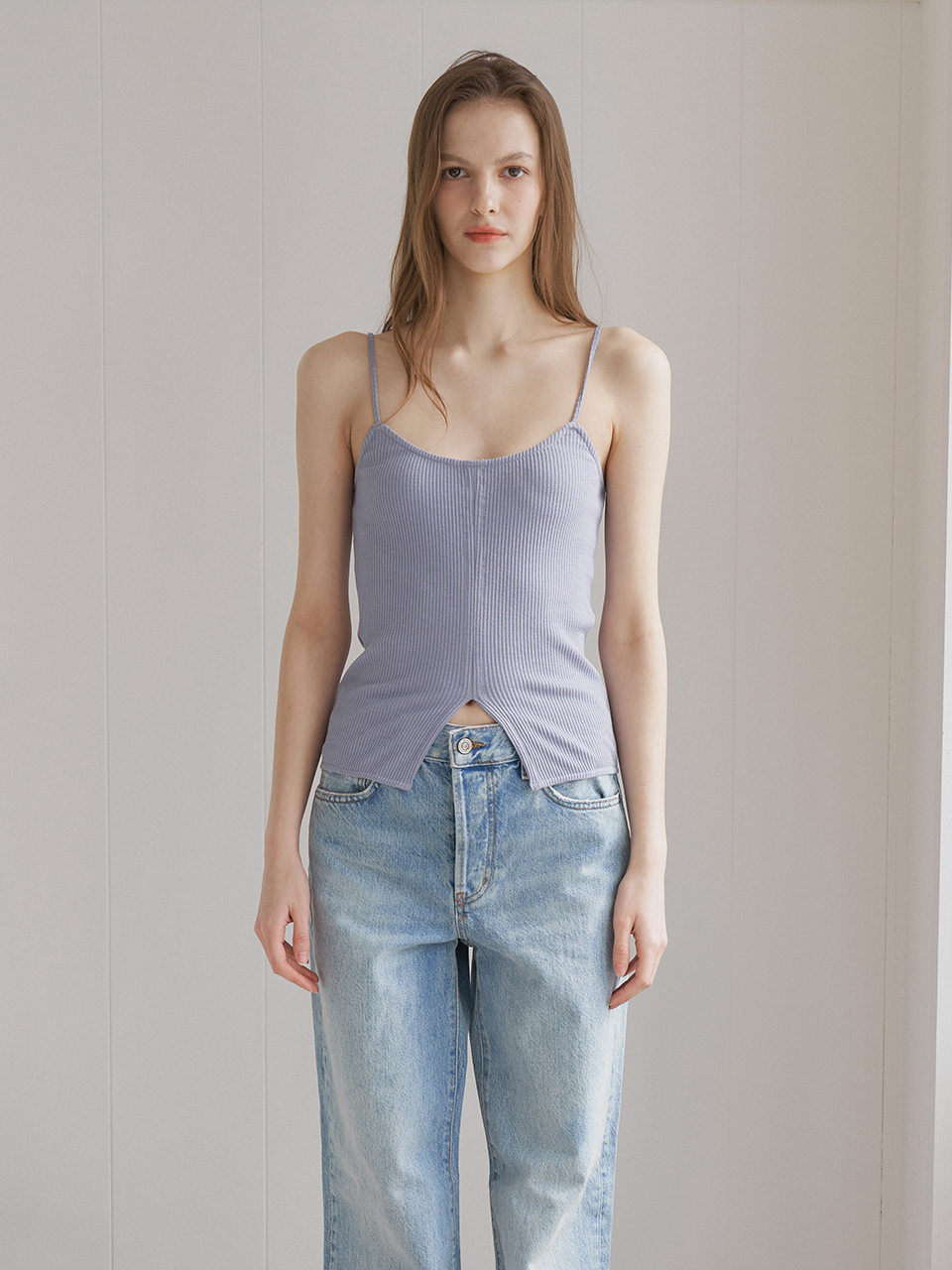 SLIT DETAIL RIBBED CAMISOLE_2COLOR