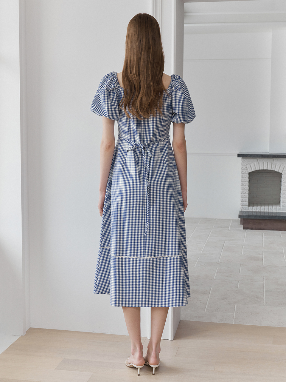 SQUARE NECK LACE TRIM MAXI ONEPIECE_BLUE