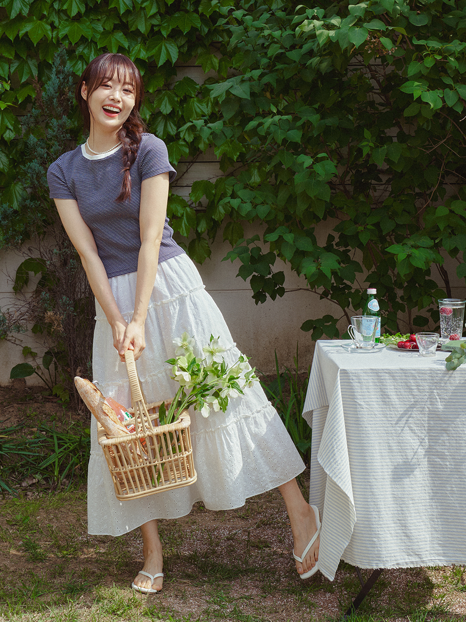 BUNNY HALF SLEEVES STRIPE T-SHIRT_NAVY