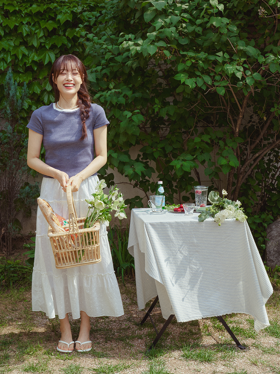 BUNNY HALF SLEEVES STRIPE T-SHIRT_NAVY