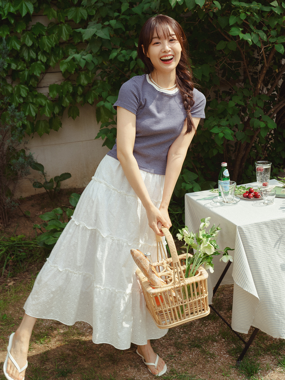 BUNNY HALF SLEEVES STRIPE T-SHIRT_NAVY