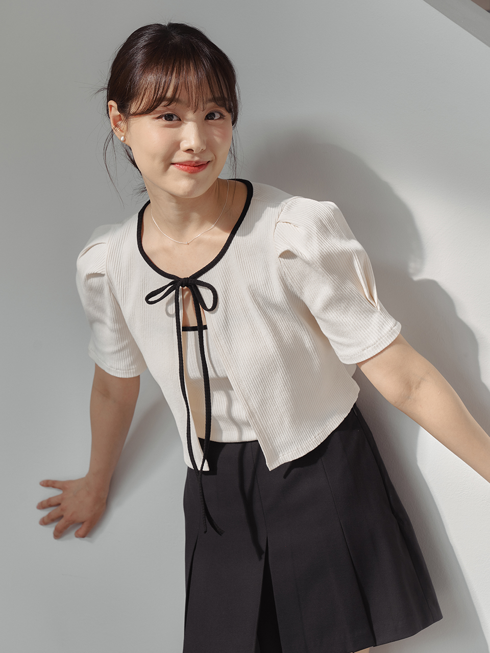 RIBBON RIBBED CARDIGAN SET-UP_4COLOR