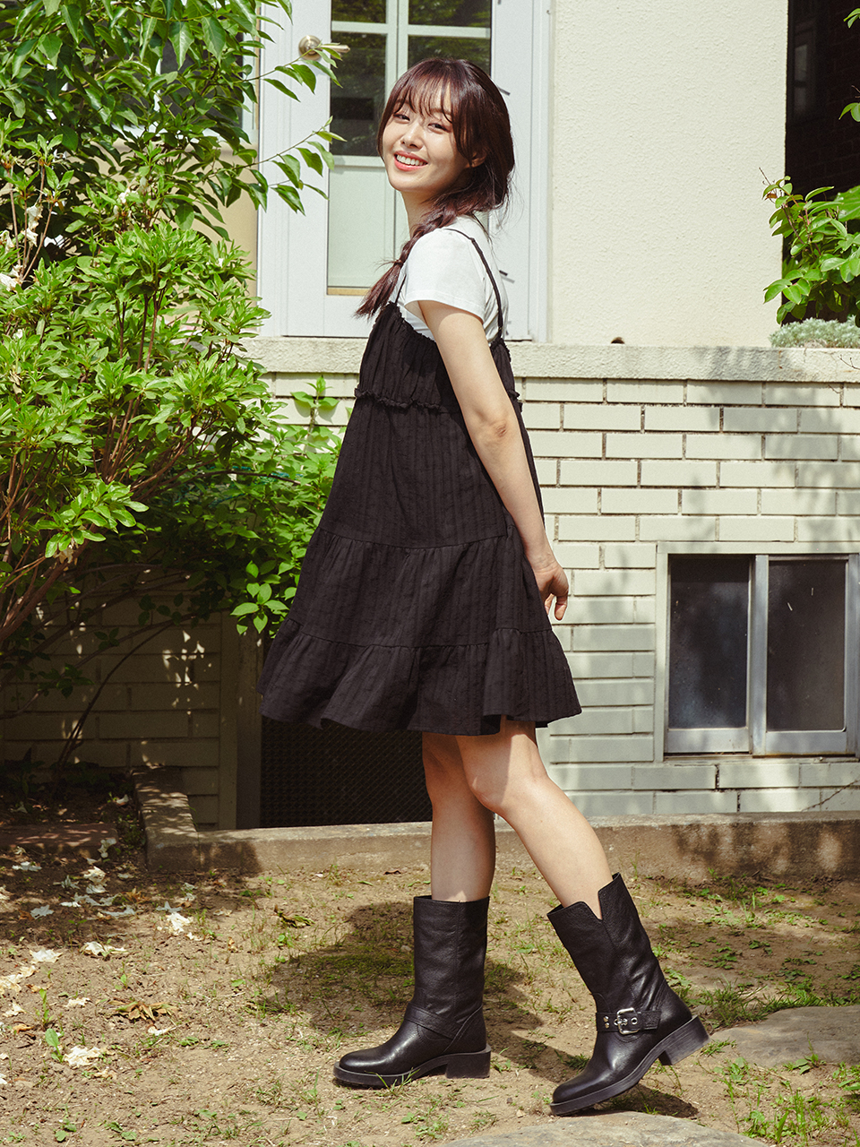 COTTON SLEEVELESS ONEPIECE_BLACK