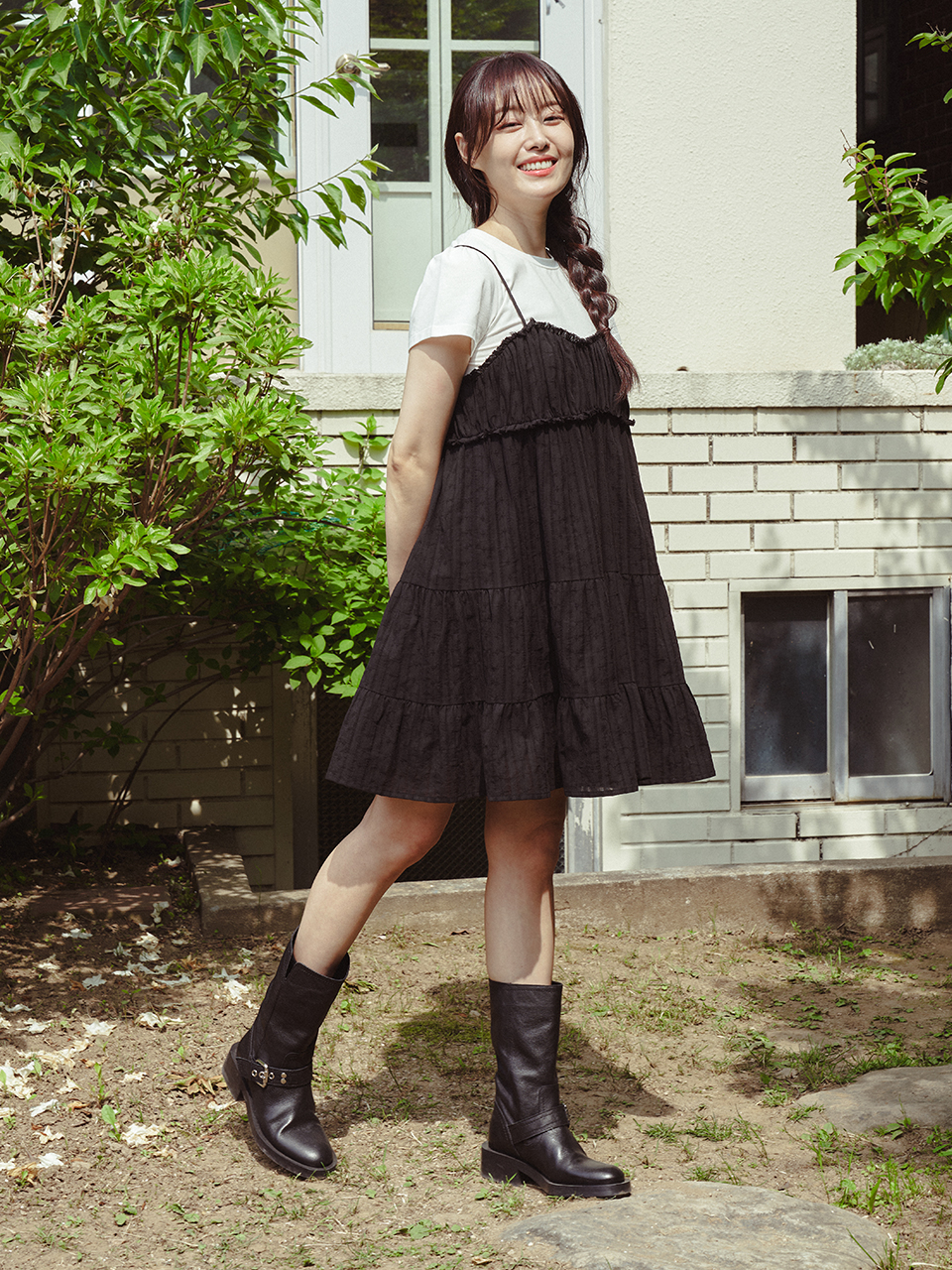 COTTON SLEEVELESS ONEPIECE_BLACK